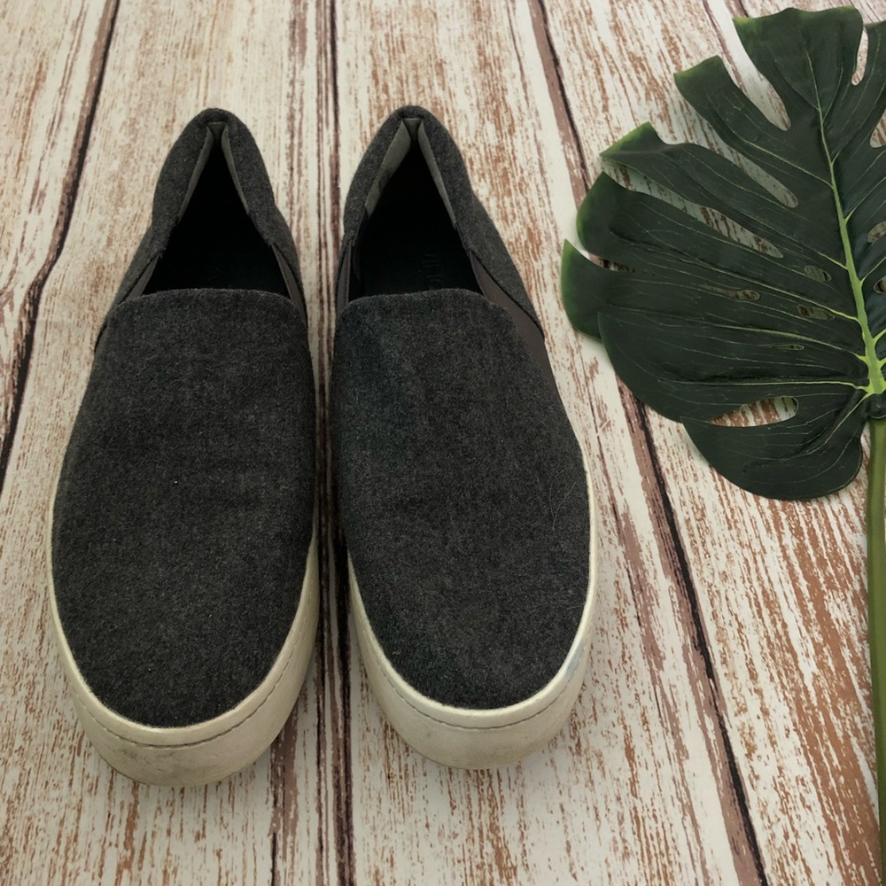 Vince Grey Wool Flatform Slip-on Shoes Size 10 - Picture 3 of 10